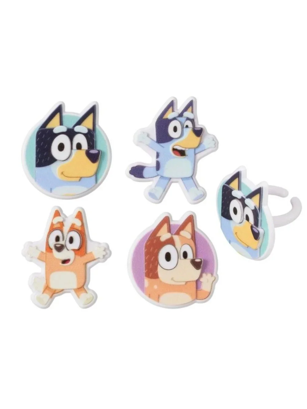 Bluey So Much Fun Rings Cupcake Decorations 24 -3D Food Safe Cake Toppers